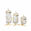 Gold Twig with White Marble Cover Glass Canister Set